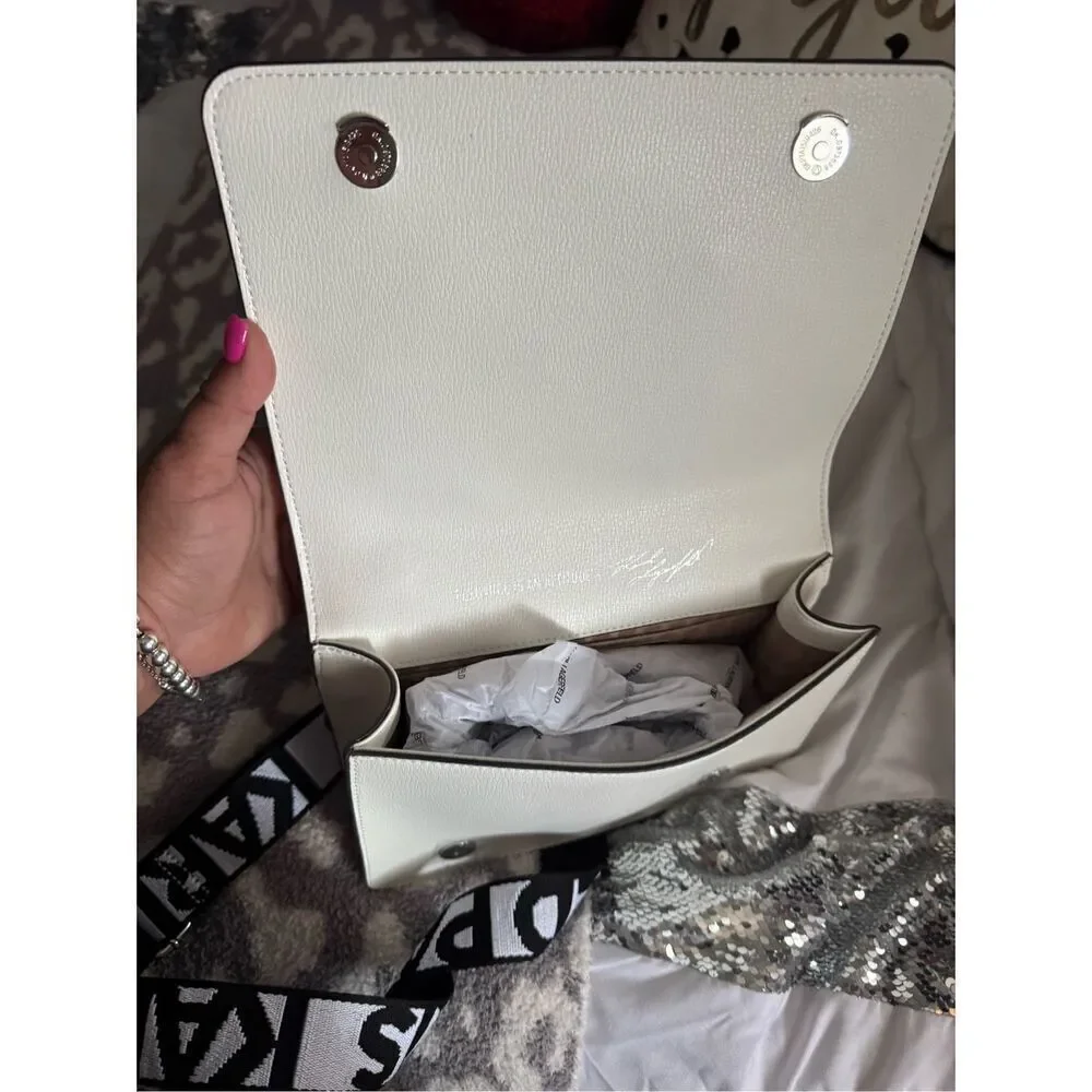 Karl lagerfield maybelle white charm crossbody bag purse nwt